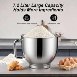 Keukenmachine - Mixer Foodprocessor - Bakken en Koken - Krachtige 2000W Motor - 7.2L Kom - Zwart — thumbnail 4