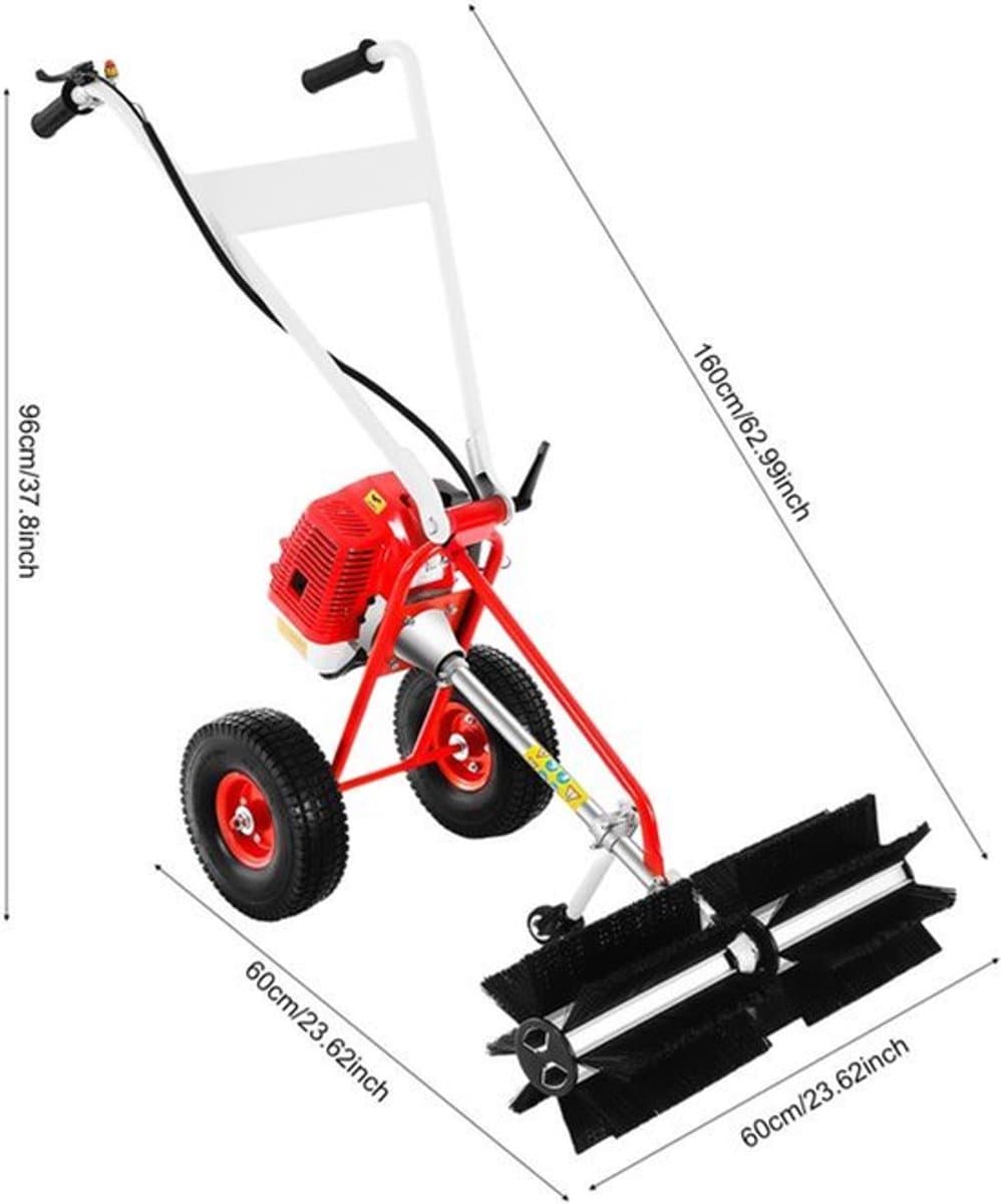 43CC Benzine Veegmachine – Handveger – Motorbezem – Bladveger – Tuinveger – 60 cm Borstelbreedte – 1,7 PK Motor – Stevige Constructie — afbeelding 1