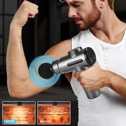 Massagepistool - Spierontspanning - Herstel na sport - 8 koppen 99 snelheden - 13 mm diep - Grijs — thumbnail 5