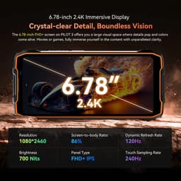 Robuuste Smartphone Zwart - 7500 mAh Accu - 6.78 Inch IPS Scherm - Android 15 - 50 MP Camera - 33W Snelladen — thumbnail 3