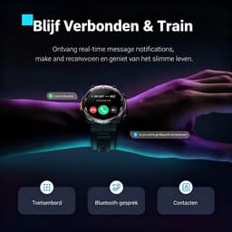 Blackview horloge heren - sporthorloge - smartwatches - outdoor smartwatch - horloge - polshorloges dames - W50Pro - Bluetooth -rugged army smartwatch- sport horloge - IP68 waterdicht- belfunctie - zaklamp - iOS & Android - zwart — thumbnail 5