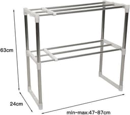 Magnetronrek Staand met 2 Verdiepingen en Haken - RVS Werkbladplank — thumbnail 1