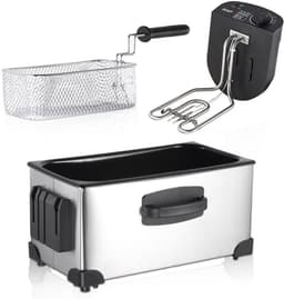 Elektrische Frituurpan - Friteusepan Airfryer - Thuis Frituren - Roestvrij Staal - 3 Liter - Zilver — thumbnail 5