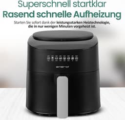 Heteluchtfriteuse - Airfryer Frituurpan - Gezond Frituren - 8 Programma's - 45 Liter - Mat Zwart — thumbnail 5