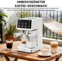 Zerova Espressomachine - Koffiemachines - Koffiezetapparaat - Alles-in-één Koffiezetapparaat - Automatisch Melkschuimsysteem - Wit — thumbnail 4