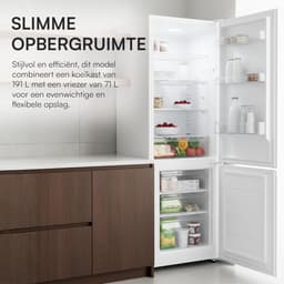 Koel-vriescombinatie - Koelkast met vriesvak - Grote keukenvoorraad - Omkeerbare deuren - 56 x 55 x 180 cm - Wit — thumbnail 4