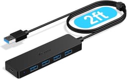 USB Hub - Poorten Uitbreider - Bestanden Delen - Extra Lange Kabel - 4 Poorten - Zwart — thumbnail 1
