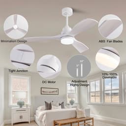 HAUSS SPOLE Ventilator – 106,68 Cm – Met Verlichting En Afstandsbediening – ABS – Wit – 3 Bladen Met Stille Omkeerbare DC Motor — thumbnail 4
