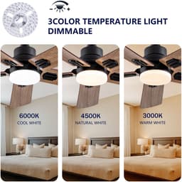 HAUSS SPOLE Plafondventilator - 42 Inch - Met Verlichting En Afstandsbediening - Metaal En Hout - Zwart En Donker Walnoot - Voor Woonkamer En Terras — thumbnail 2
