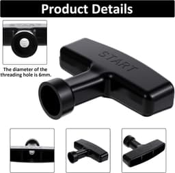 SnelShoppen - Pack van 2 Trekstartknoppen, Trekhandvat, Zwart Vervangingshandvat voor Grasmaaier en Kettingzaag, Duurzaam en Stevig, Tuinaccessoires, — thumbnail 2