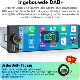 Cestovet 1DIN DAB+ Autoradio - 6.36 inch scherm - met Draadloze Carplay & Android Auto DAB+ - BT 5.2 - USB/USB-C + Achteruitrijcamera — thumbnail 3