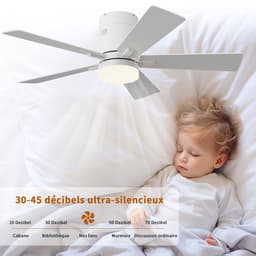 Plafondventilator met Lamp Wit – Stille Ventilator met 6 Snelheden & Afstandsbediening — thumbnail 5