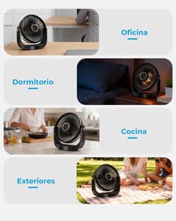 Solvix tafel ventilator geluidloos - Tafelfan met Nachtlamp - Zwart - Oplaadbare USB Fan - 5 Snelheden - Voor Thuis, Kantoor en Reis — thumbnail 4