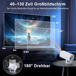 Mini-beamer, smart projector, Full HD 1080P, kleine beamer thuisbioscoop met WiFi 6 en Bluetooth 5.2, ondersteunt - ShopVlot — thumbnail 5