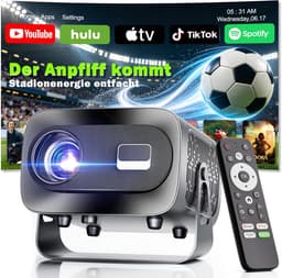4K Smart Beamer, officiële app, met Full HD 1080p, 1000 lumen, autofocus en trapeziumcorrectie, 360° rotatie, wifi en Bluetooth, voor mobiele telefoon, HDMI, tv-stick, draagbare — thumbnail 1