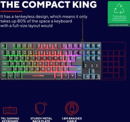 Trust GXT 833 Thado - Bedraad Gaming Toetsenbord - Tenkeyless (TKL) - PC/PS5 - QWERTY - Zwart — thumbnail 4