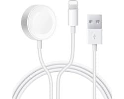 Watch Oplader - Draadloos Opladekabel Magnetic 2 in 1 iWatch oplaadkabel Compatibel with Geschikt voor Watch Series 7/6/SE/5/4/3/2/1 & Geschikt voor iPhone Kabel 14/14 Pro Max / 13/ 13 Pro Max