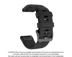 Zwart Siliconen horlogebandje 26mm Quickfit Compatibel geschikt voor Garmin Fenix 3 / 3 HR / 3 Sapphire / 5X / 6X, D2, Quatix 3, Tactix, Descent MK1, Foretrex 601 en 701 – 26 mm black smartwatch strap - bandje - maat: zie foto