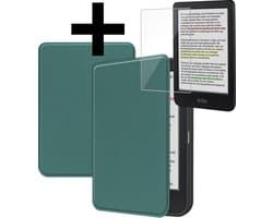 Hoes Geschikt voor Kobo Clara Colour - E-reader Bescherm Hoesje Case Sleep Cover Met Screenprotector - Hoes Geschikt voor Kobo Clara Colour Hoesje - Donkergroen