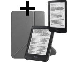 Hoes Geschikt voor Kobo Clara BW - E-reader Bescherm Hoesje Case Sleep Cover Trifold Met Screenprotector - Hoes Geschikt voor Kobo Clara BW Hoesje - Grijs