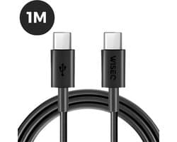 WiseQ USB C naar USB C Kabel - 1 Meter USB-C Oplader Oplaadkabel - Zwart