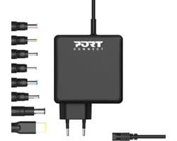 Port Connect - Universele Laptop Oplader - Notebook Adapter 65W - 8 Aansluitingen - Zwart