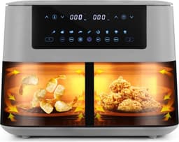 Equivera Dubbele Airfryer - Dubbele Mand - Dual Cook - Heteluchtfriteuse - Verschillende Programma's - Dual Zone - Mega — thumbnail 4