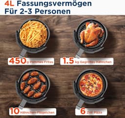 4L XL Heteluchtfriteuse met LED-Touchscreen en 8 Kookfuncties — thumbnail 10