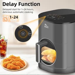 Uten Airfryer XXL 200E - Dual Blaze Technologie - Hetelucht friteuse - 5.5 liter - 14 programma's - 40ºC tot 200ºC - PFAS vrij - 2000W - Rond Venster - Grijs — thumbnail 3