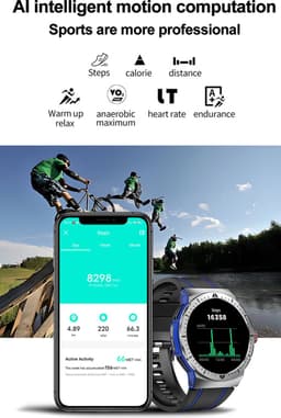 WizBay Premium Select® 1,43 Inch AMOLED Sport Smartwatch Zwart Oranje - Bluetooth Bellen - Hartslag Bloeddruk Zuurstof - IP68 Waterdicht - 100+ Sportstanden - 466x466 — thumbnail 5