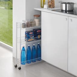 Multifunctionele wit metalen wagen 3 etages - Fino - opbergwagen 16 x 60 x 72 cm Wasmachine rek — thumbnail 4