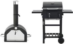 vidaXL Pizzaoven en barbecue 3-in-1 zwart — thumbnail 1