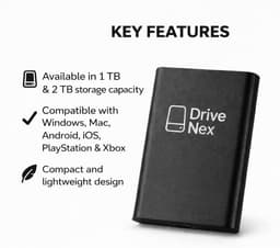 Externe Harde Schijf - Draagbare Opslag - Bestanden Opslaan - Plug and Play - 2 TB - Zwart — thumbnail 3