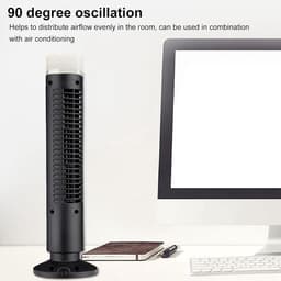 Stille Torenventilator - Bladloze Ventilator - Verkoeling Binnen - 90 Graden Oscillatie - 35 x 12 cm - Zwart — thumbnail 3