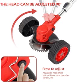 Grasmaaier, 24V Elektrische Grastrimmer Draadloze Grasmaaier Dubbele Wiel Lengte Verstelbare Tuin Snoeischaar Tool Met 2 Batterij — thumbnail 5