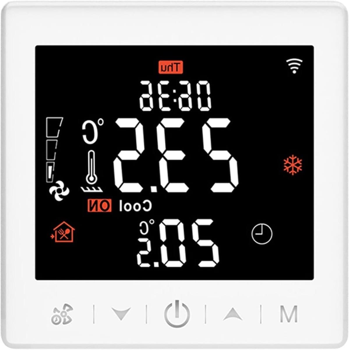 Slimme thermostaat - Verwarming regelaar - Energie besparen - App en stembediening - 35 inch LCD - Wit — afbeelding 1