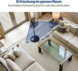 Design Ventilator - Vloer Ventilator - Zomerse Koelte - 40cm Diameter - 6.2 kg - Zwart — thumbnail 2