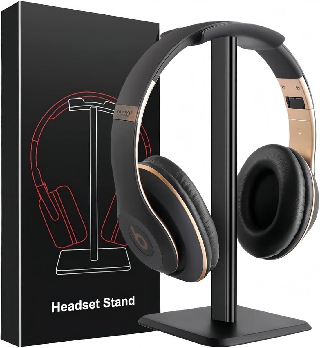 Headset Stand - Gaming Headphone Houder - Over-Ear Headphone Stand - Hoofdtelefoon Haak met Anti-Slip TPU Silicone voor Tafel - Display Case (Zwart) — afbeelding 1