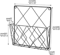 Wandgemonteerde krantenhouder van metaal 26x25cm - stijlvolle wandplank voor kantoor en woonkamer - zwart, multifunctioneel en ruimtebesparend — thumbnail 3