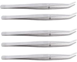 Set van 5 RVS Naaimachine Pincetten - Gebogen Pincetten voor Precisiewerk en Positionering
