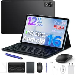 POCKAM P12 - Tablet - Tablets - 48 GB RAM (8+40 GB) - 128 GB ROM - 12 inch 2K 120 Hz IPS - Android 16 - 10000 mAh /18 W - T7280 Octa Core - Dubbele camera - WiFi 5 - Bluetooth - Face ID - Toetsenbord - Stylus meegeleverd - Zwart — thumbnail 1