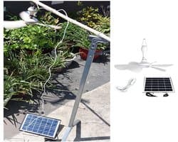 Zonneventilator met Snoer - Draagbare Ventilator - Buitenkoeling - Zonnepaneel Inbegrepen - 42 cm Diameter - Zwart