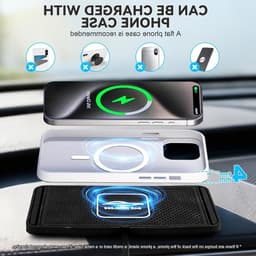 Draadloze Autolader voor iPhone en Qi Telefoons - 10W Snellader met Antislip Siliconen Mat, USB-kabel en Houder voor Dashboard of Kantoorgebruik — thumbnail 8
