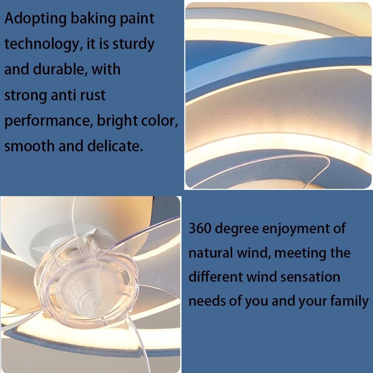 Modern Ceiling Light with Fan, 50 cm Stepless Dimmable Ceiling Light, Children's Room Astronaut 360° Rotating Fan Lamp with Remote Control, LED Ultra Quiet Bedroom Fan Ceiling Light (Whit — afbeelding 1
