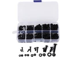 Multifunctionele Nylon Schroeven en Moeren Set voor Mechanica - 270 Stuks M2/M2.5/M3/M4/M5 in Zwart/Wit, Ideaal voor Industrie en Klussen