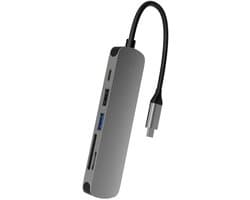 USB-C-hub - 6-in-1 dockingstation - HDMI 4K SD TF USB-A - 1 stuk - Voor laptop en smartphone