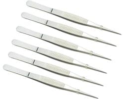 Set van 4 universele pincetten, roestvrij staal, precisietangen voor voedsel en knutselen, 16 cm, ideaal voor sieraden maken en munten stampen