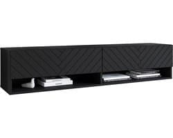 Tv-kast - Lowboard dressoir - Media opbergen - Hangend of staand - 140 cm - Zwart