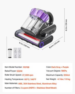 Mosh Stories Matrasstofzuiger – Beddenreiniger & Anti-Allergie Stofzuiger voor Matras, Bank en Bekleding - Handstofzuiger — thumbnail 2
