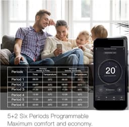 Slimme Thermostaat - Temperatuurregelaar Verwarming - Comfort Verhogend - Geborsteld Metaalpaneel - Vierkant Display - Zilver — thumbnail 5